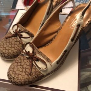 Coach wedge shoes sling backs